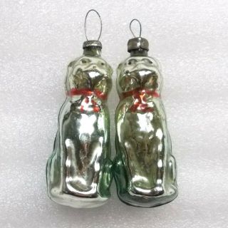 2 Old Antique Vintage Glass Russian Christmas Ornaments Tree Decoration Cats
