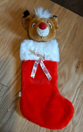 Vintage Rudolph Red Nosed Reindeer Stocking Christmas Plush 1999 Rare