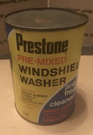 Vintage Prestone Windshield Washer Tin Can Full For Ford Gm Chevy Mopar Buick