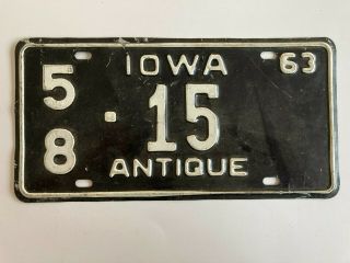 1963 Iowa License Plate Antique Vehicle Auto Horseless Carriage