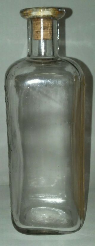 Antique FRIGID EMBALMING FLUID Embossed Bottle w RARE LABEL c.  1895 - 1915 3