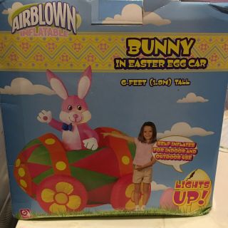 Gemmy 6’ Tall Airblown Yard Inflatable Easter Bunny In Easter Egg Car Rare