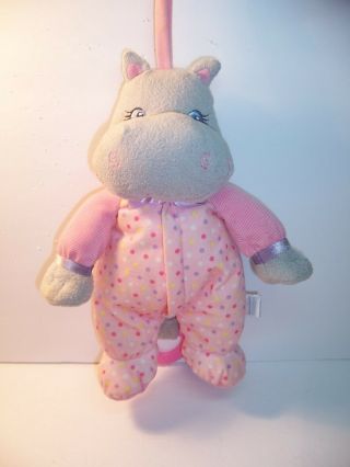 Garanimals - Baby Hippo Pink Grey Musical Crib Pull - Plush Toy - - Vgc
