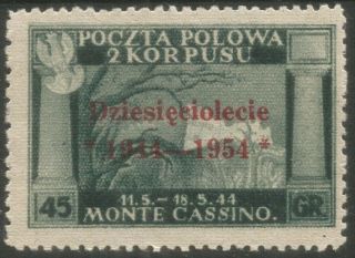 Poland,  2nd Polish Corpus In Italy,  Fi:1,  Mnh With Rare O/p Dziesieciolecie 1944 - 54