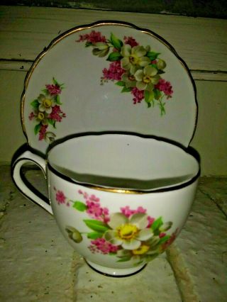 Vintage Duchess Bone China Tea Cup And Saucer Floral Print