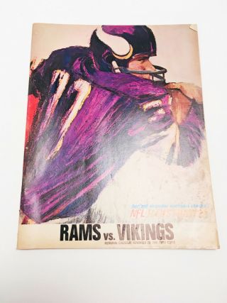 Rare 1966 La Rams Vs Vikings Football Game Nfl Illustrated Program La Coliseum