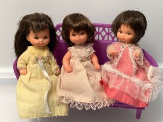 3 Mattel 1976 Rosebud Dolls Gold Star Rose,  Scarlet Rose,  Pink Heather