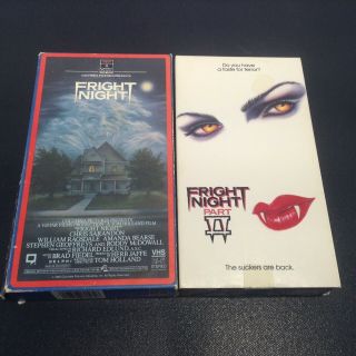 Rare Fright Night 1985 Columbia Vhs Side Load Sleeve,  Fright Night Part 2 Tapes