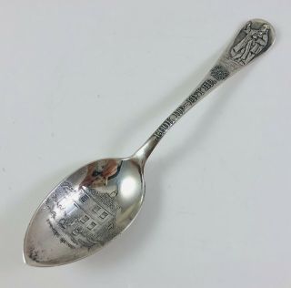 Antique Sterling Silver Souvenir Spoon John Wesley Epworth Rectory Look Lift Up
