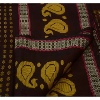 Tcw Vintage Sarees 100 Pure Silk Brown Woven Craft Fabric Sari