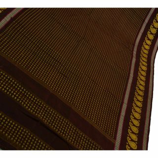 Tcw Vintage Sarees 100 Pure Silk Brown Woven Craft Fabric Sari 2