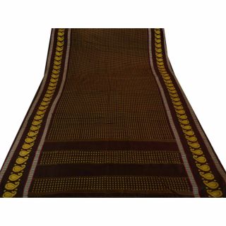 Tcw Vintage Sarees 100 Pure Silk Brown Woven Craft Fabric Sari 3