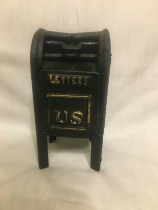 Vintage Rare Cast Iron 5 " Us Mail Box Coin Bank Usa Door Stop,  Black