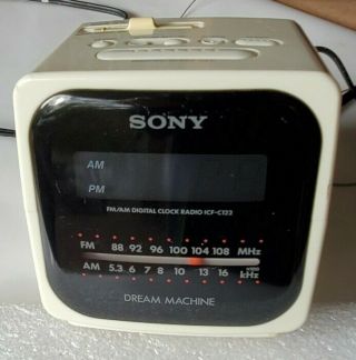 Sony Dream Machine Clock Radio Alarm Am/fm Cube Icf - C122 Green Led