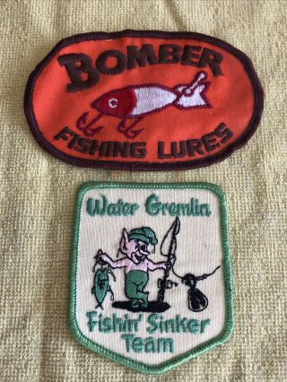 Nos Vintage Bomber Fishing Lures And Water Gremlin Sinkers Embroidered Patches
