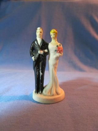 Vintage Bisque Bride & Groom Wedding Cake Topper Antique 1920 1930 ?