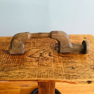 Antique Wooden Hand Crank Bit Brace Drill 3
