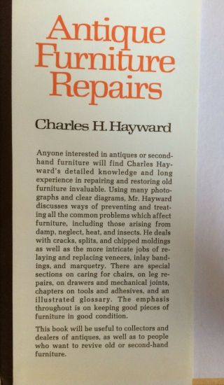 1976 Antique Furniture Repairs by Charles H.  Hayward HB DJ Great Cond. 3