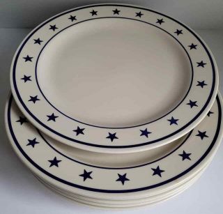 Rare Vtg Homer Laughlin Blue Plate Special 12 " Dinner Chop Plate Set 6 Freeuship