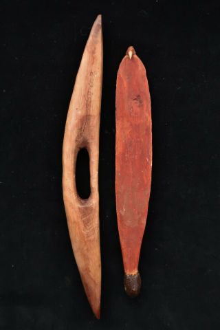 2 X Old Aboriginal Central Desert Toys Shield & Woomera N.  T.  33cm