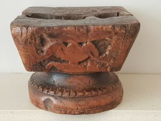 Antique Carved Wood Mystery Item.  African? Work Table?