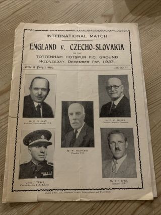 Rare Pre - War England V Czecho - Slovakia 1937 @ Tottenham Hotspur