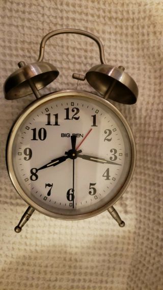 Big Ben Westclox Twin Bell Alarm Clock 70010g Silver Metal Casing