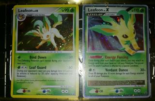 Pokemon Leafeon Lv.  X 99/100 & Leafeon 7/100 Holo Rare Majestic Dawn Mp