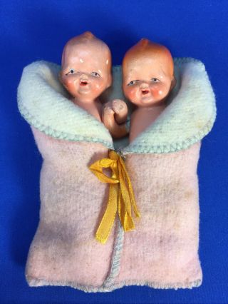 Vintage Painted All Bisque Baby Dolls 4 " Twins Made In Japan