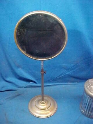 19thc Victorian Era Shaving Mirror Brass W Nickle Plate Finish