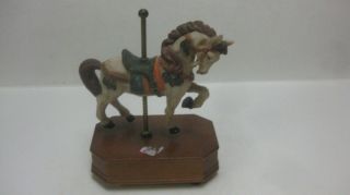 Rare Musical Vintage Style Carousel Horse On Wooden Base Tune Carousel Waltz