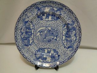 Antique William Adams & Sons Staffordshire Asian Bird Porcelain 9 Inch Plate