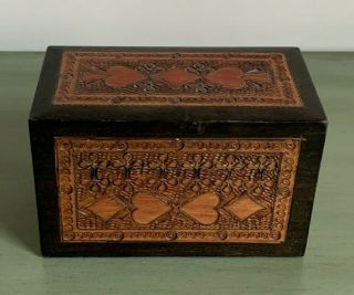 VINTAGE WOODEN PLAYING CARD BOX POKER WORK DECORATION TWO PACK SIZE 3
