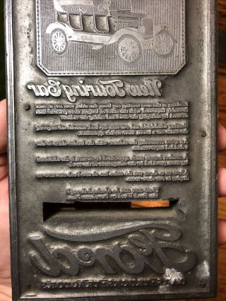Vintage Rare Early Car Ford Printing Plate Block Letterpress Inked Stamp 3