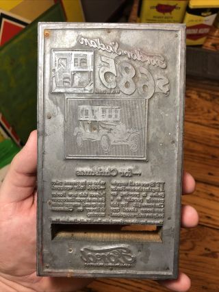 Vintage Ford Car Rare Early Printing Plate Block Letterpress Inked Stamp