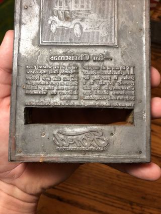 Vintage Ford Car Rare Early Printing Plate Block Letterpress Inked Stamp 3