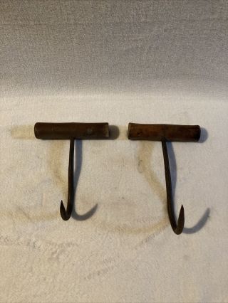 Vintage Antique Hay Bale Hooks - Set Of 2 -