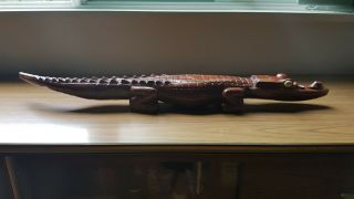 Papua Guinea Png Carved Wood Crocodile Sculpture - Vintage
