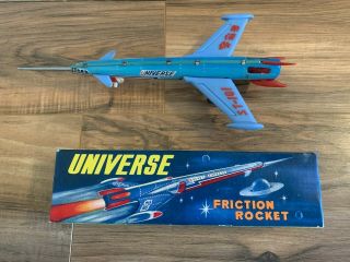 Rare Universe Friction Rocket Tin Toy Mf 030 Vintage Red China /