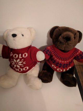 Vintage 2 Ralph Lauren Plush Bears Polo Sweater 16 " Articulated Stuffed Bears