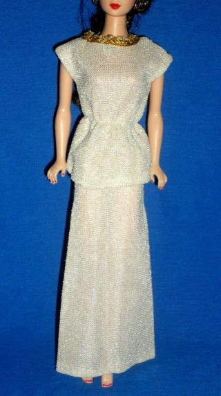 Vintage 1960s - 70s Clone Doll Outfit To Fit Barbie Lurex Evening Top & Maxi Skirt