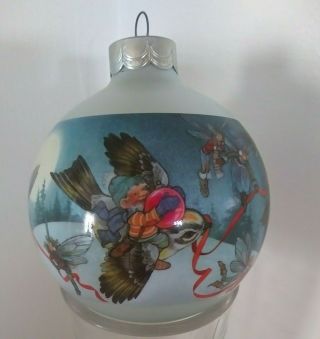 Rare Vintage 1984 Hallmark Christmas Glass Ball Ornament " Flights Of Fantasy "