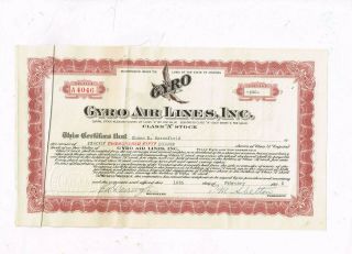 Gyro Air Lines,  Inc. ,  1935,  Early Arizona,  Rarely Offered,  Vf