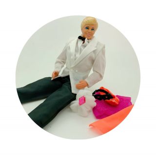 Vintage Mattel Barbie 1990 Costume Ball Ken With Accessories Near Complete