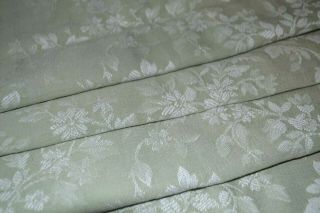 Antique French Soft Sage Green Floral Soft Cotton Linen Blend Fabric Remnant