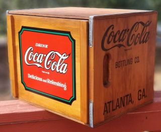 Rare 1993’s Coca - Cola Wooden Box Crate With Magnetic Logo 