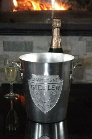 Rare French Art Deco 40 Champagne Ice Bucket Cooler Giesler Avize Argit France