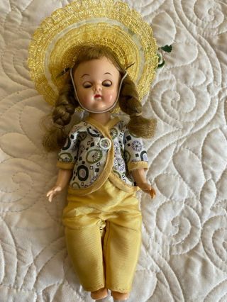 Vintage Ginny Clone Blonde Braids With Blue Eyes Yellow Outfit W/straw Hat