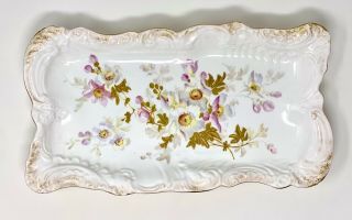 Vintage Vanity Dresser Tray Floral Hand Painted Flowers Porcelain Stoke On Trent