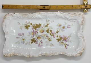 Vintage Vanity Dresser Tray Floral Hand Painted Flowers Porcelain Stoke On Trent 2